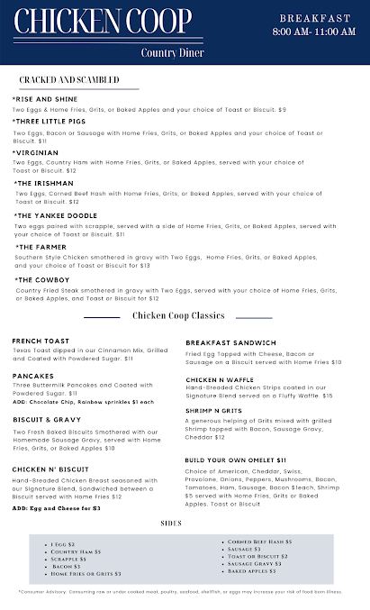 Menu Chicken Coop Country Diner - 20
