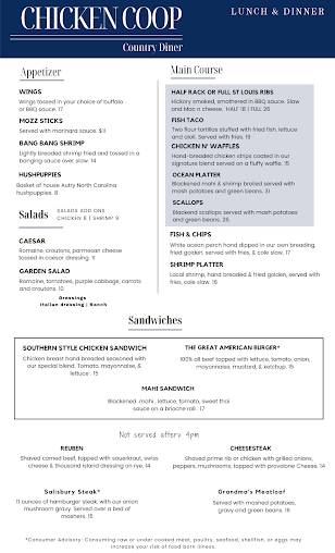 Menu Chicken Coop Country Diner - 21