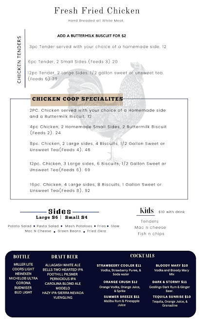 Menu Chicken Coop Country Diner - 22