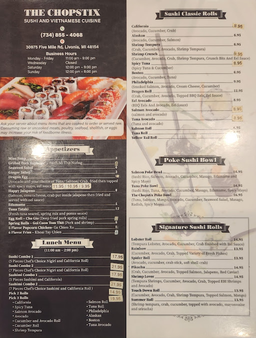 Menu Chop Stix - 20
