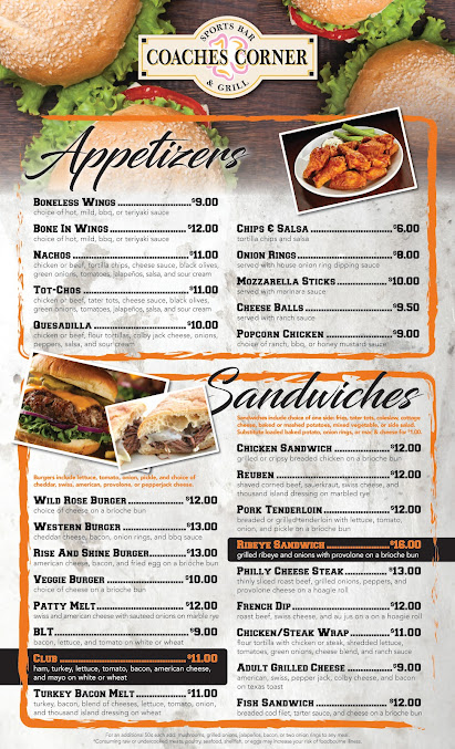Menu Coaches Corner Sports Bar Grill - 20