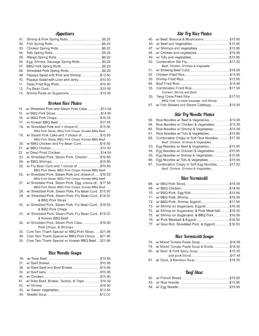 Menu Com Tam Thanh - 20