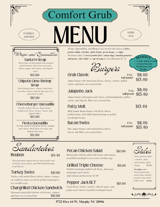 Menu Comfort Grub Eatery And Catering - 20
