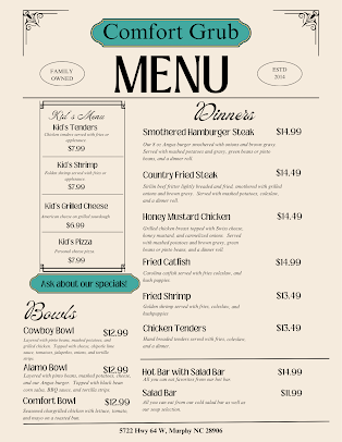 Menu Comfort Grub Eatery And Catering - 21