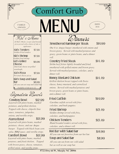 Menu Comfort Grub Eatery And Catering - 22