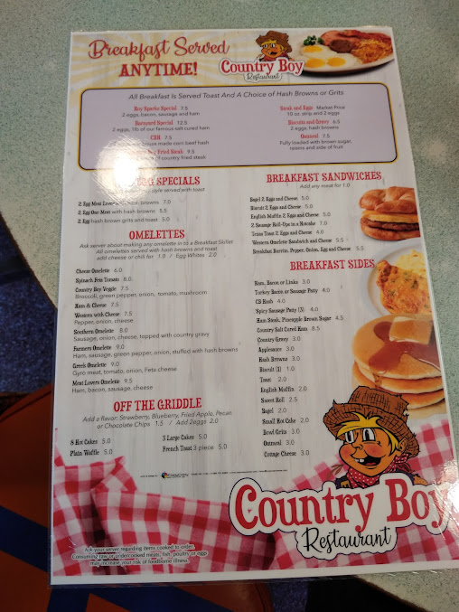 Menu Country Boy Restaurant - 26