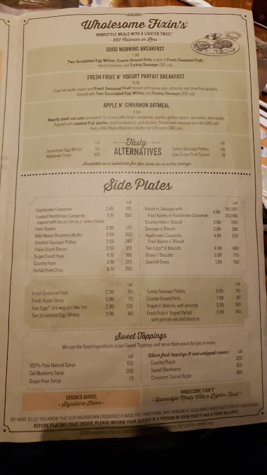 Menu Cracker Barrel Old Country Store - 22