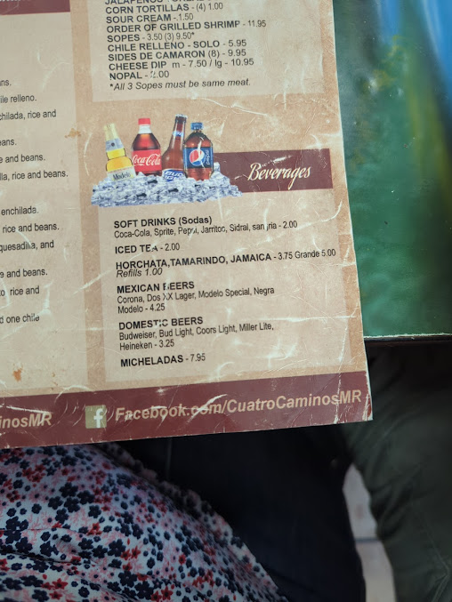 Menu Cuatro Caminos Mexican Restaurant - 29