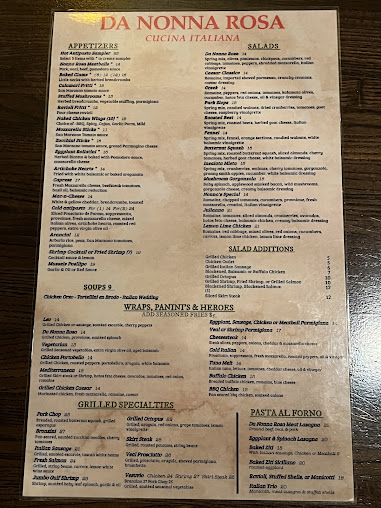 Menu Da Nonna Rosa Restaurant & Pizzeria - 20