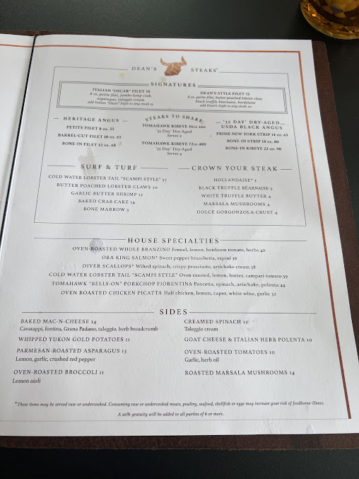 Menu Dean's Italian Steakhouse - 28