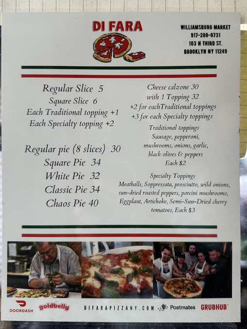 Menu Di Fara Pizza - 20