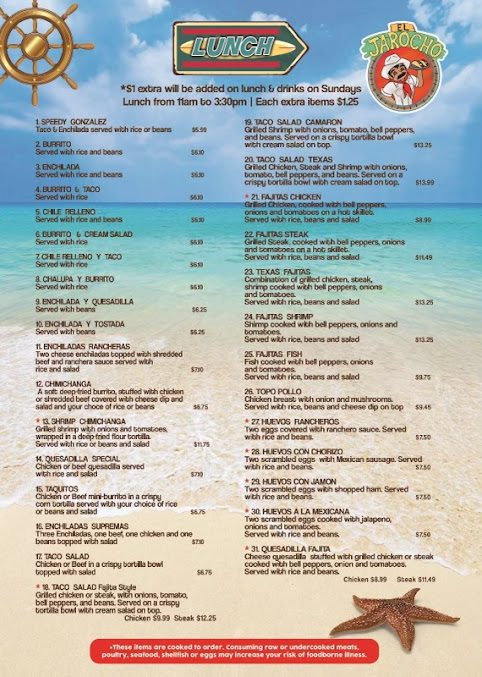 Menu El Jarocho Mexican Restaurant Inc - 26