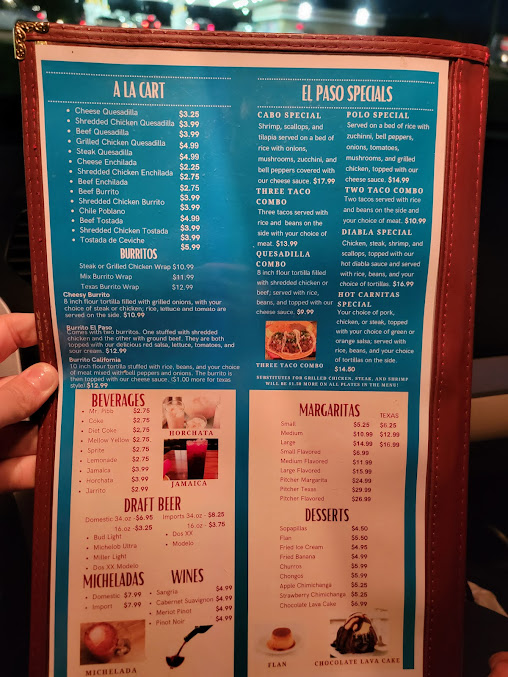 Menu El Paso Grill Mexican Restaurant - 22