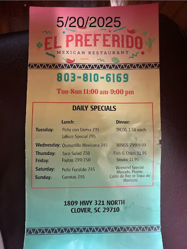 Menu El Preferido Mexican Restaurant - 24