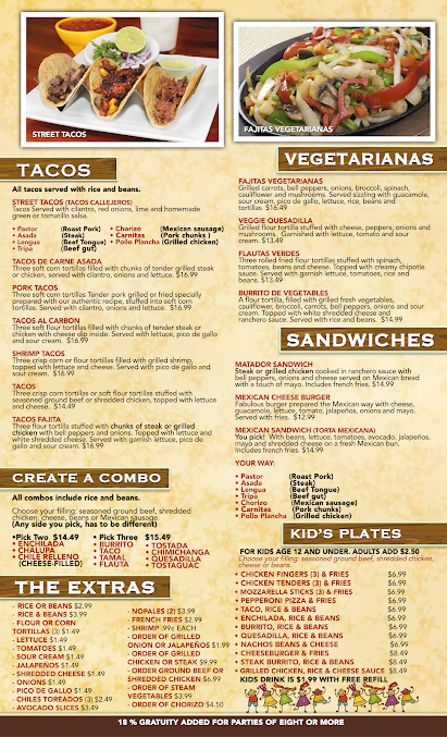 Menu El Toro Mexican Restaurant - 22