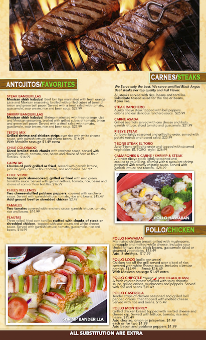 Menu El Toro Mexican Restaurant - 24