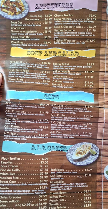 Menu Fiesta Patria Mexican Restaurant Cantina - 21