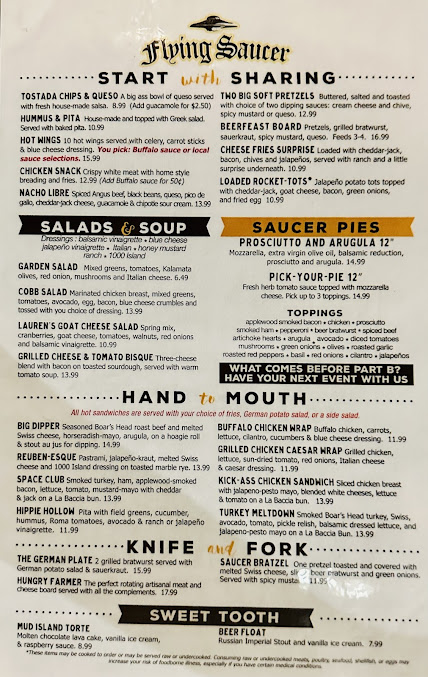Menu Flying Saucer Draught Emporium - 20