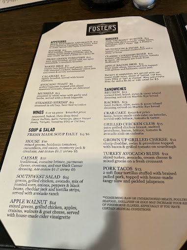 Menu Fosters On The Point - 20