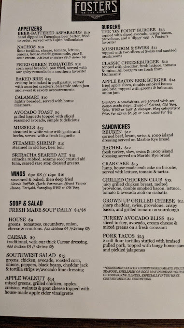 Menu Fosters On The Point - 22