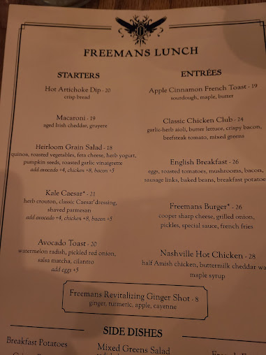 Menu Freemans - 24