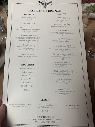 Menu Freemans - 25