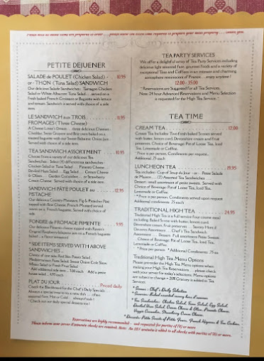 Menu French Market Cafe & Gourmet Shop - Tea Room - 21