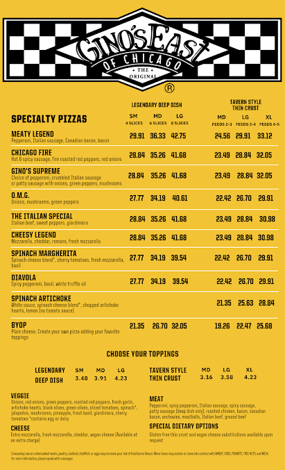 Menu Gino's East - 22