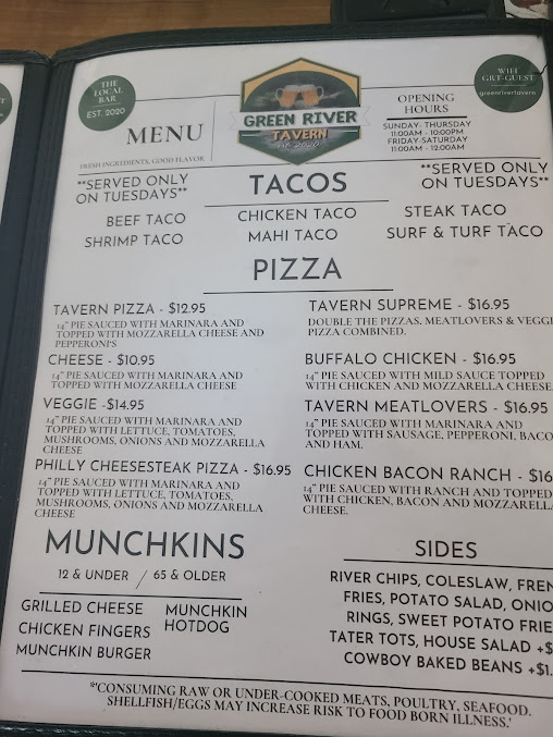 Menu Green River Tavern - 22