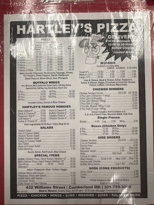 Menu Hartleys Pizza - 13