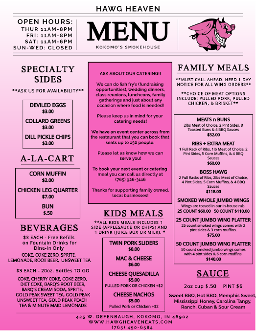 Menu Hawg Heaven - 21