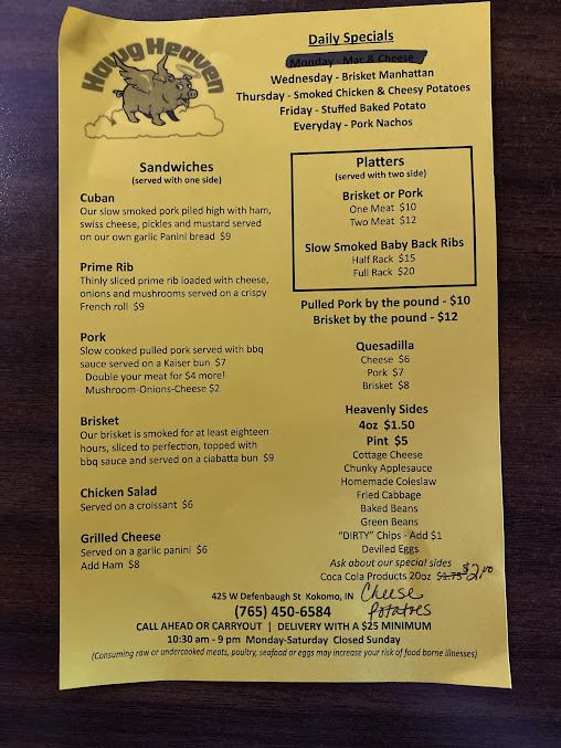 Menu Hawg Heaven - 23