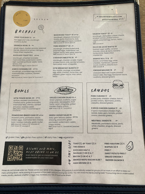 Menu Hole In The Wall - Fidi - 21