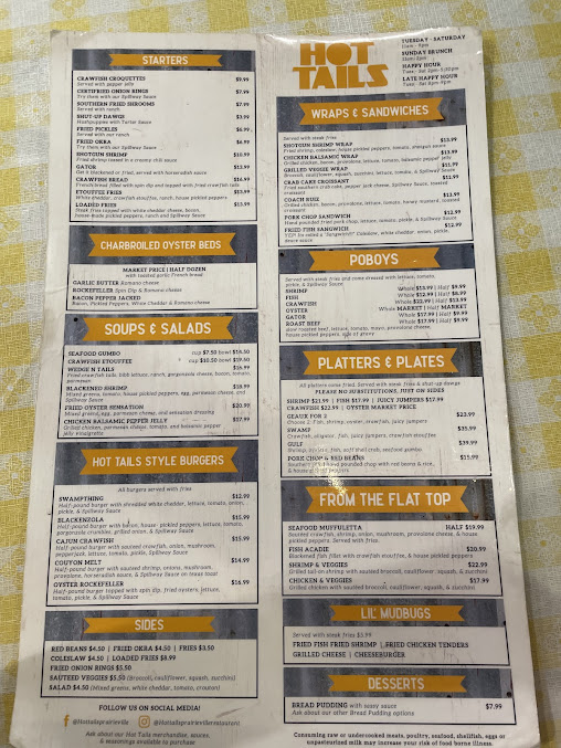 Menu Hot Tails - 28