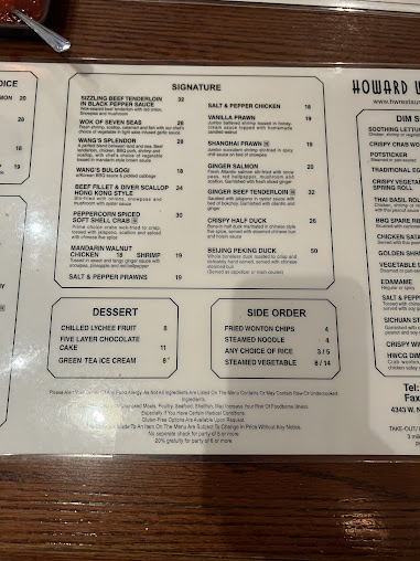 Menu Howard Wangs Uptown - 20
