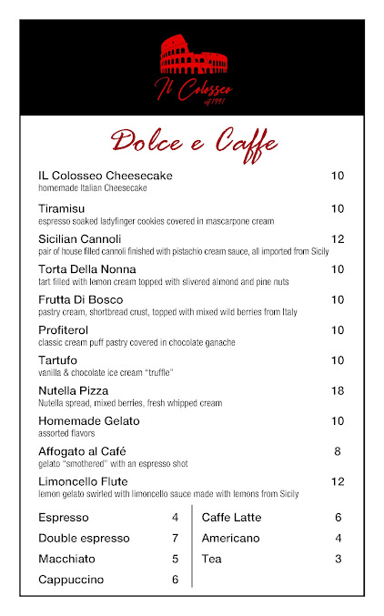 Menu Il Colosseo Ristorante | Brooklyn - 21