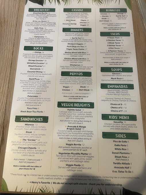 Menu Irazu Costa Rican Restaurant & Catering - 20