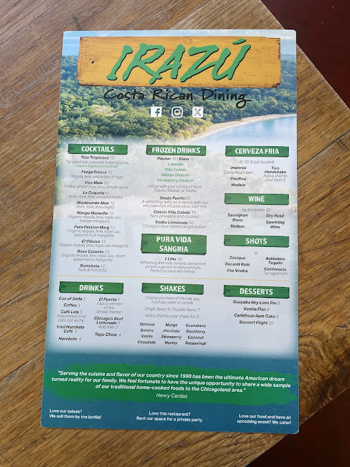 Menu Irazu Costa Rican Restaurant & Catering - 29