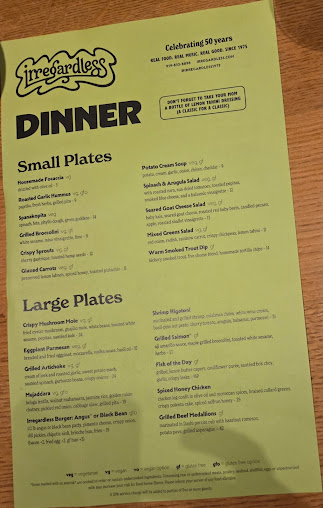 Menu Irregardless - 20