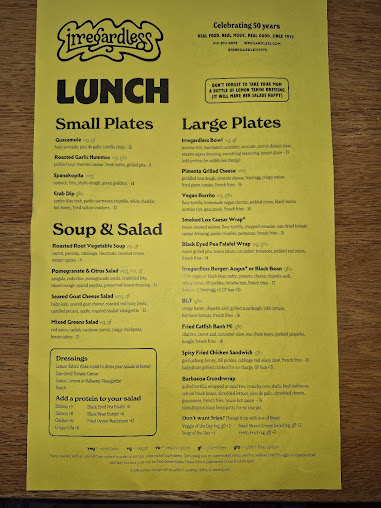 Menu Irregardless - 22