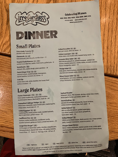 Menu Irregardless - 23
