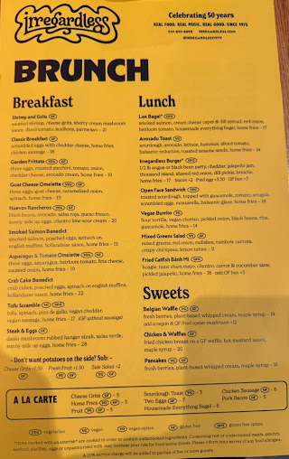 Menu Irregardless - 24