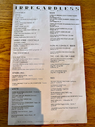 Menu Irregardless - 27