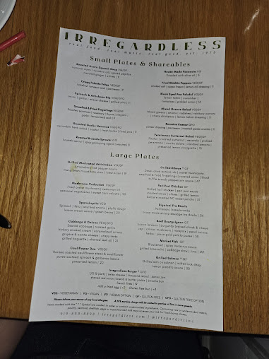 Menu Irregardless - 28