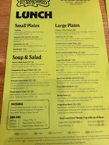 Menu Irregardless - 29