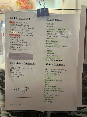 Menu Jasmin & Olivz Mediterranean - Ncsu - 19