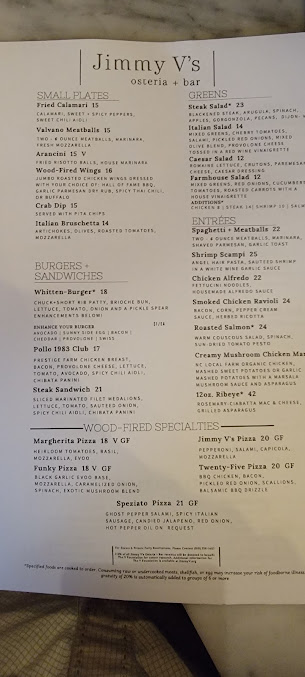 Menu Jimmy V's Osteria & Bar - 25