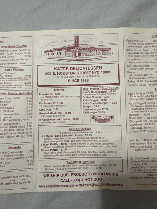 Menu Katz's Delicatessen - 29