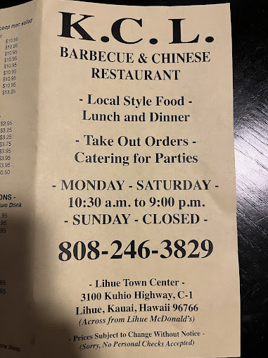 Menu Kcl Ii Barbeque Chinese Restaurant - 28