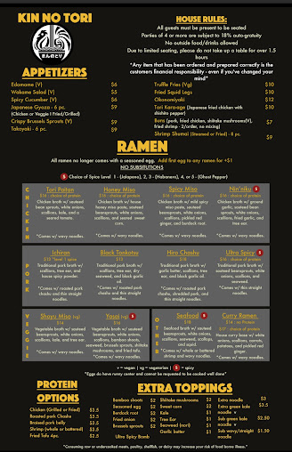 Menu Kin No Tori Ramen Bar Midtown Atlanta - 20